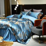 Gold Leaf Satin Jacquard Bedding Set – Smooth Egyptian Cotton