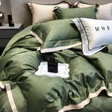 Ink Painting Jacquard Bedding Set – 1000TC Egyptian Cotton Satin, 4 Pieces