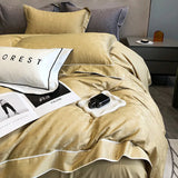 Luxury Satin Jacquard & Egyptian Cotton Patchwork Bedding Set – 4 Pieces