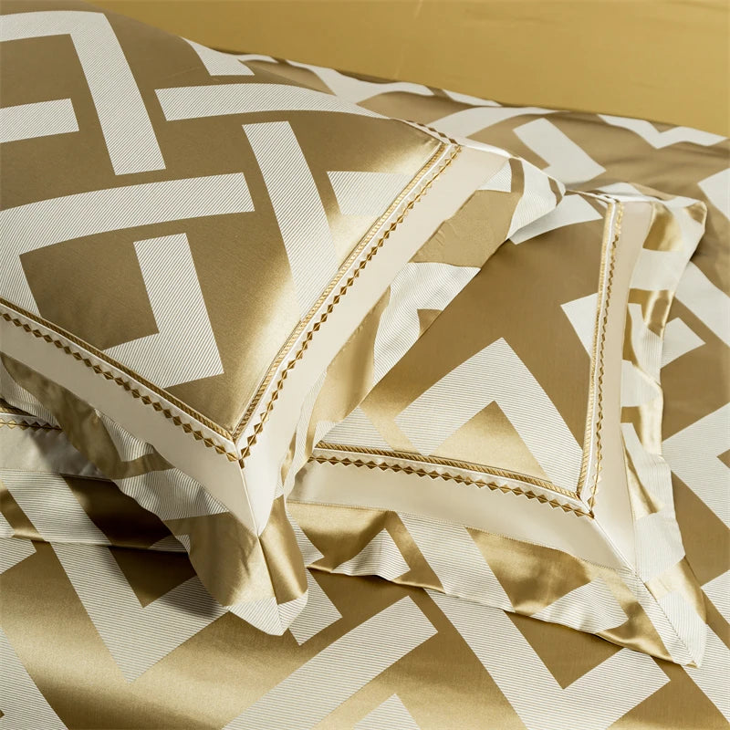 Luxury American Jacquard Brocade Bedding Set – Embroidered Egyptian Cotton