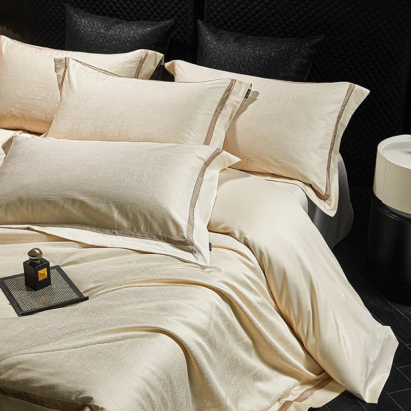1000TC Egyptian Cotton Jacquard Bedding Set – 4 Pieces, Queen/King Size