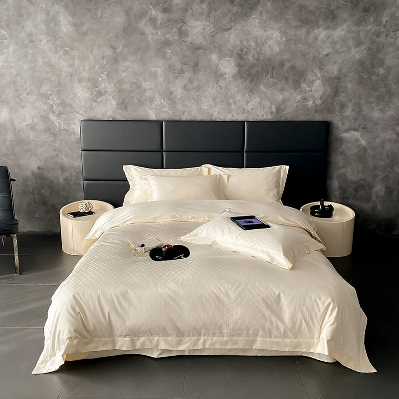 Elegant Purple Floral Jacquard Egyptian Cotton Bedding Set – Luxury Satin Finish