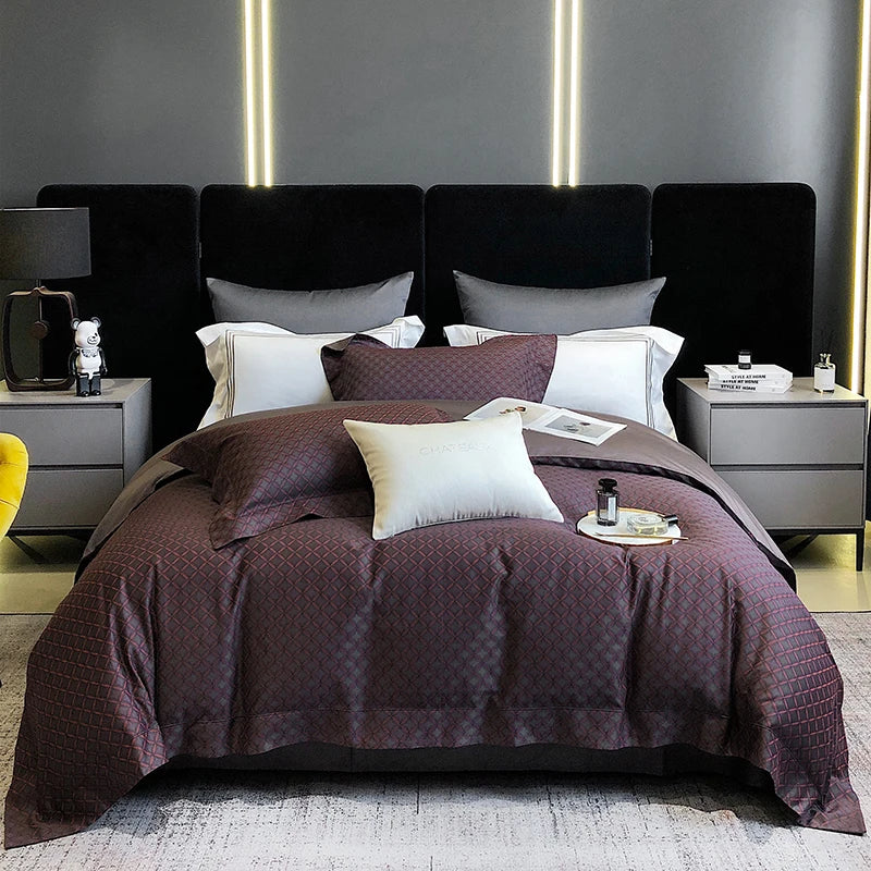 Luxury American Patchwork Bedding Set – 1200TC Egyptian Cotton & Satin Jacquard