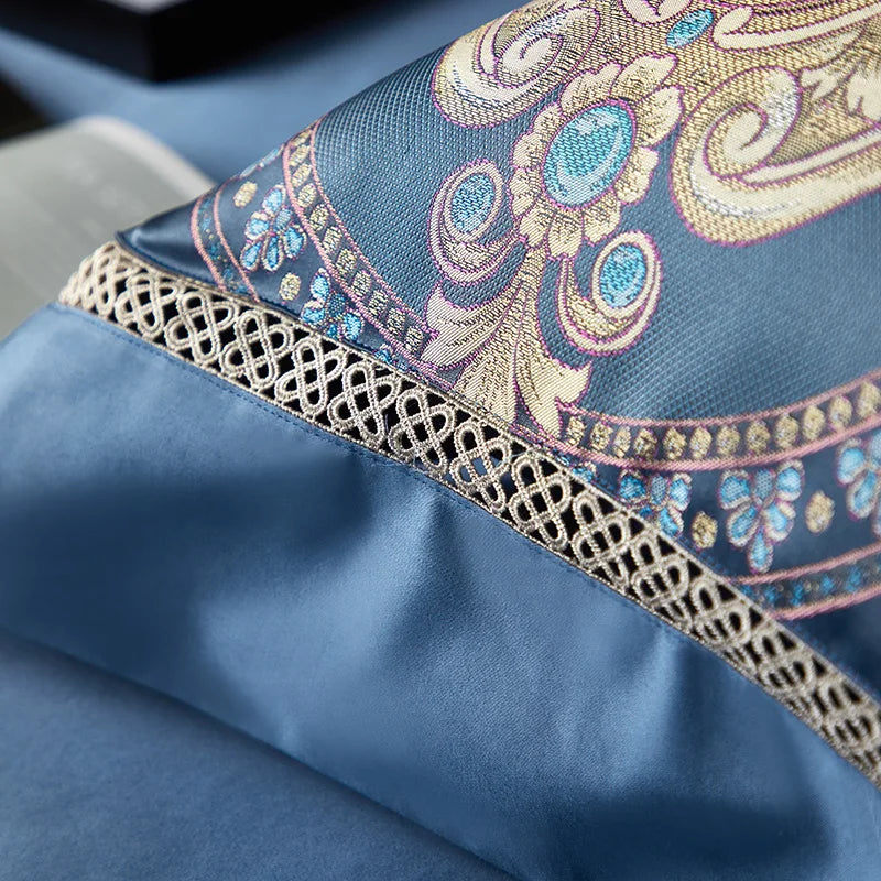 Luxury European Brocade Bedding Set – 1000TC Egyptian Cotton Satin Jacquard, 4/7 Pieces