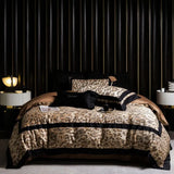Luxury Leopard Jacquard Bedding Set – 4 Pieces, 1000TC Lyocell Cotton