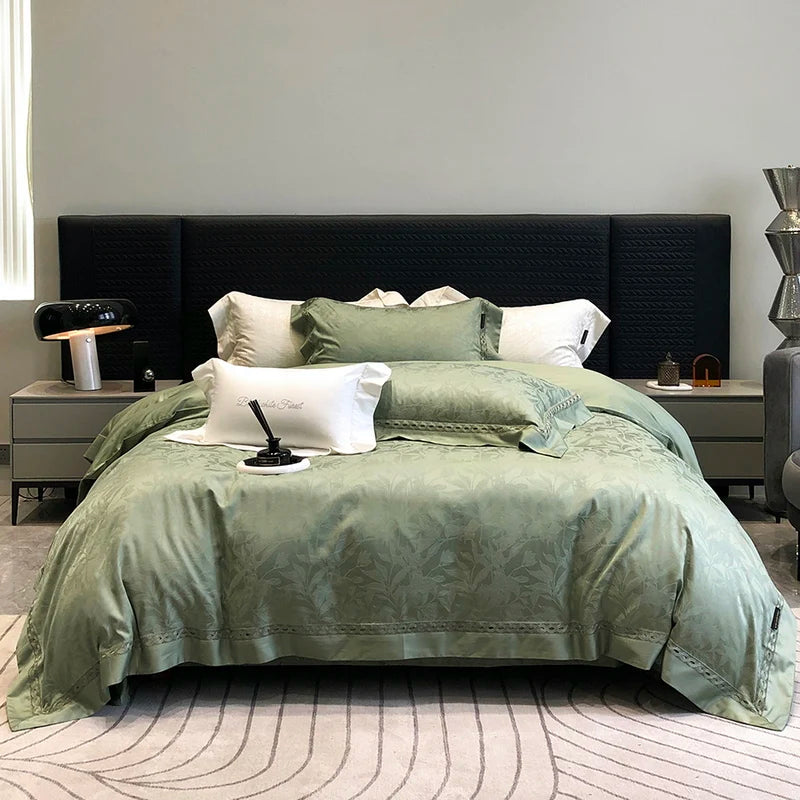 4-Piece Luxury Jacquard Bedding Set – 1000TC Lyocell Cotton, Soft & Silky
