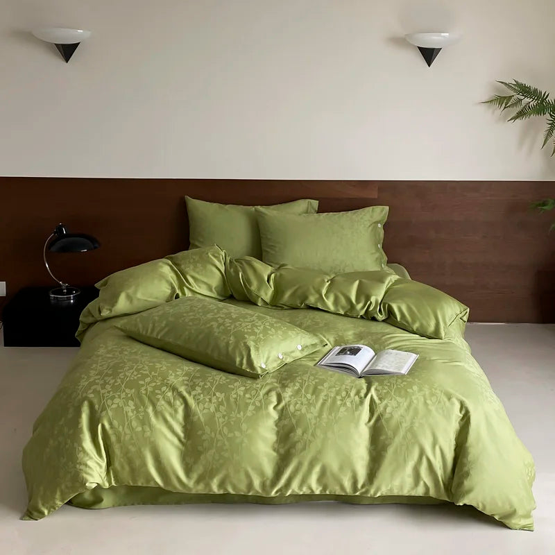 Dark Gray 600TC Egyptian Cotton Jacquard Bedding Set – Luxury Satin Finish