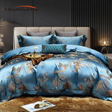 Gold Leaf Satin Jacquard Bedding Set – Smooth Egyptian Cotton