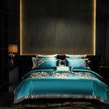 Green & Gold European Vintage Brocade Bedding Set – Embroidered Egyptian Cotton
