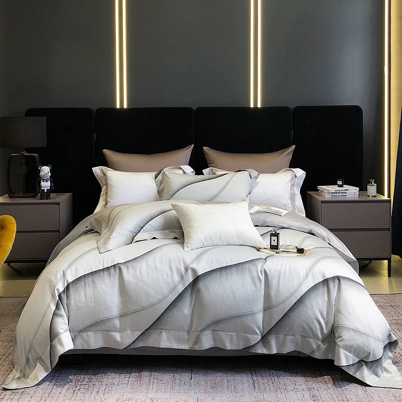 Luxury American Patchwork Bedding Set – 1200TC Egyptian Cotton & Satin Jacquard
