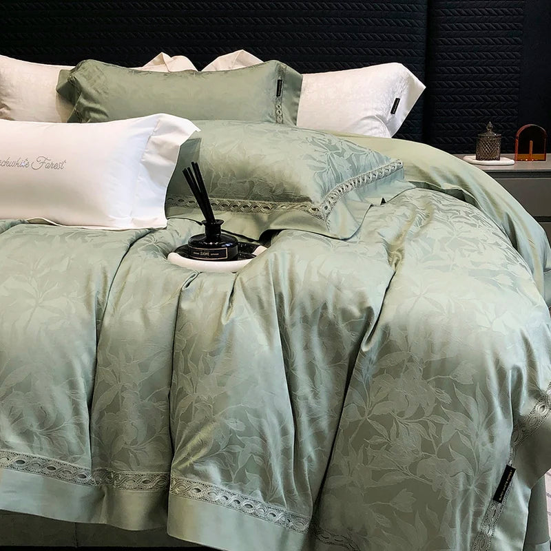 4-Piece Luxury Jacquard Bedding Set – 1000TC Lyocell Cotton, Soft & Silky