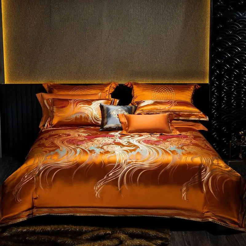 Black & Gold European Vintage Brocade Bedding Set – Embroidered Egyptian Cotton