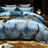 Gold Leaf Satin Jacquard Bedding Set – Smooth Egyptian Cotton