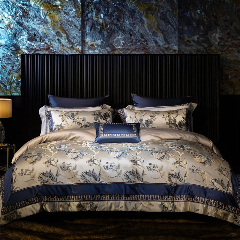 Luxury European Palace Wedding Bedding Set – Satin Jacquard Egyptian Cotton, 4/6/10 Pieces