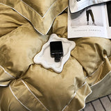 Luxury Satin Jacquard & Egyptian Cotton Patchwork Bedding Set – 4 Pieces
