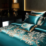 Green & Gold European Vintage Brocade Bedding Set – Embroidered Egyptian Cotton