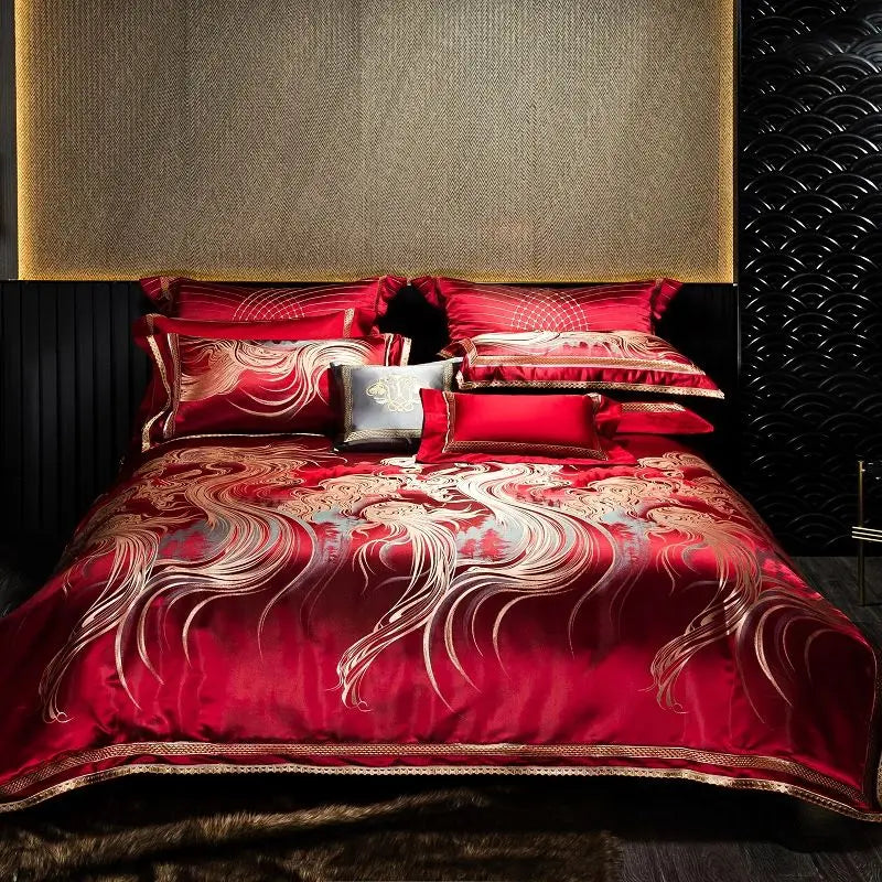 Black & Gold European Vintage Brocade Bedding Set – Embroidered Egyptian Cotton