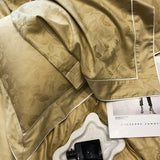 Luxury Satin Jacquard & Egyptian Cotton Patchwork Bedding Set – 4 Pieces