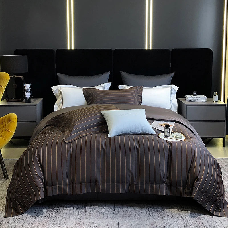 Luxury American Patchwork Bedding Set – 1200TC Egyptian Cotton & Satin Jacquard