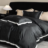 Blue & Black Luxury Jacquard Bedding Set – 1000TC Egyptian Cotton Satin