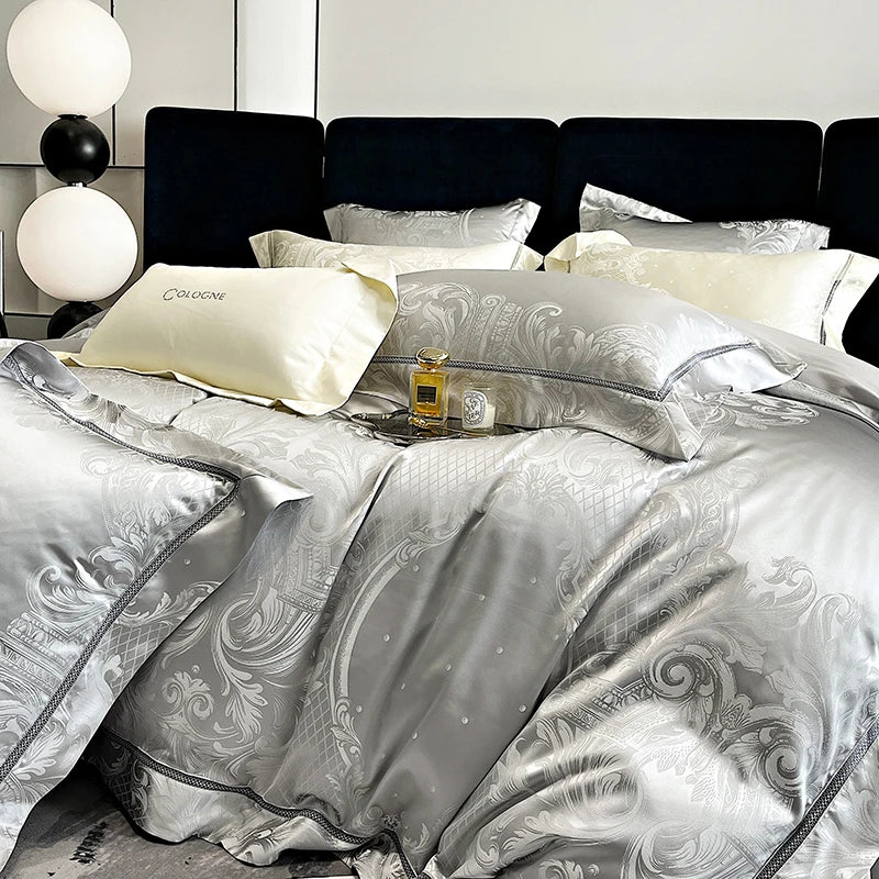 Luxury European Brocade Satin Jacquard Bedding Set – Silky Egyptian Cotton