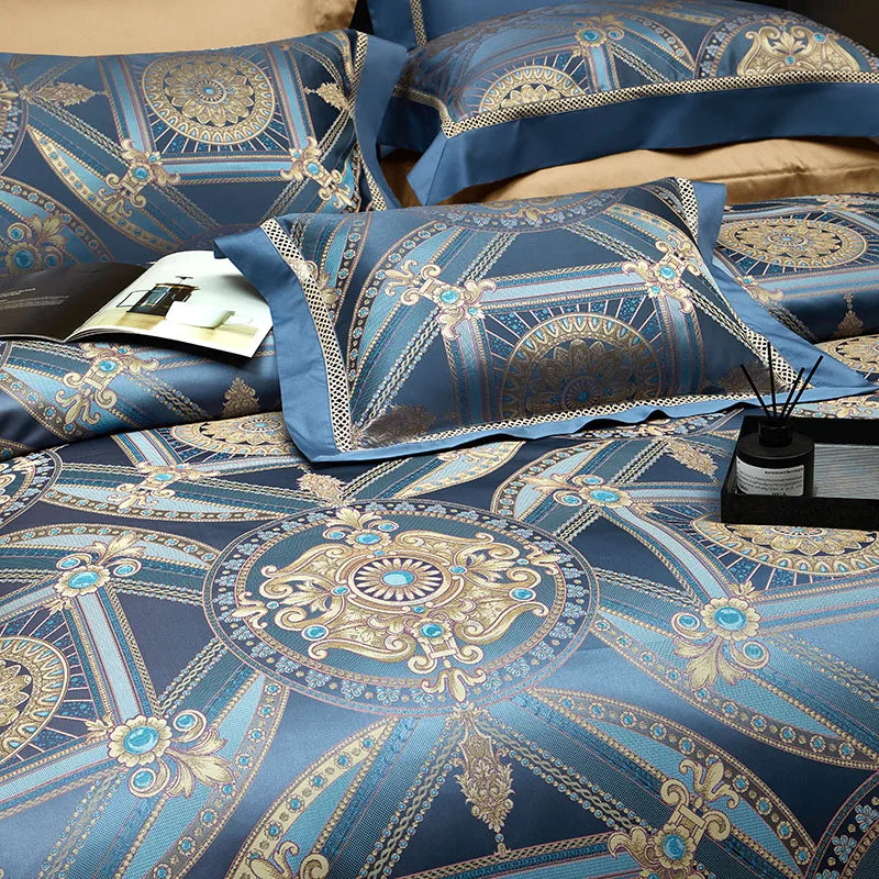 Luxury European Brocade Bedding Set – 1000TC Egyptian Cotton Satin Jacquard, 4/7 Pieces