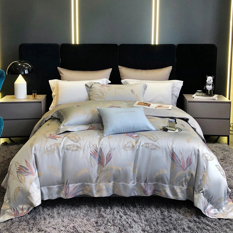 Luxury American Patchwork Bedding Set – 1200TC Egyptian Cotton & Satin Jacquard
