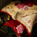 European Luxury Wedding Bedding Set – Embroidered Satin Jacquard Egyptian Cotton, 4/6/10 Pieces