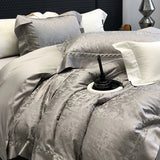 4-Piece Luxury Jacquard Bedding Set – Cotton & Lyocell Blend, Breathable & Skin-Friendly