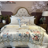 Peony Embroidered Brocade Bedding Set – High Precision Egyptian Cotton