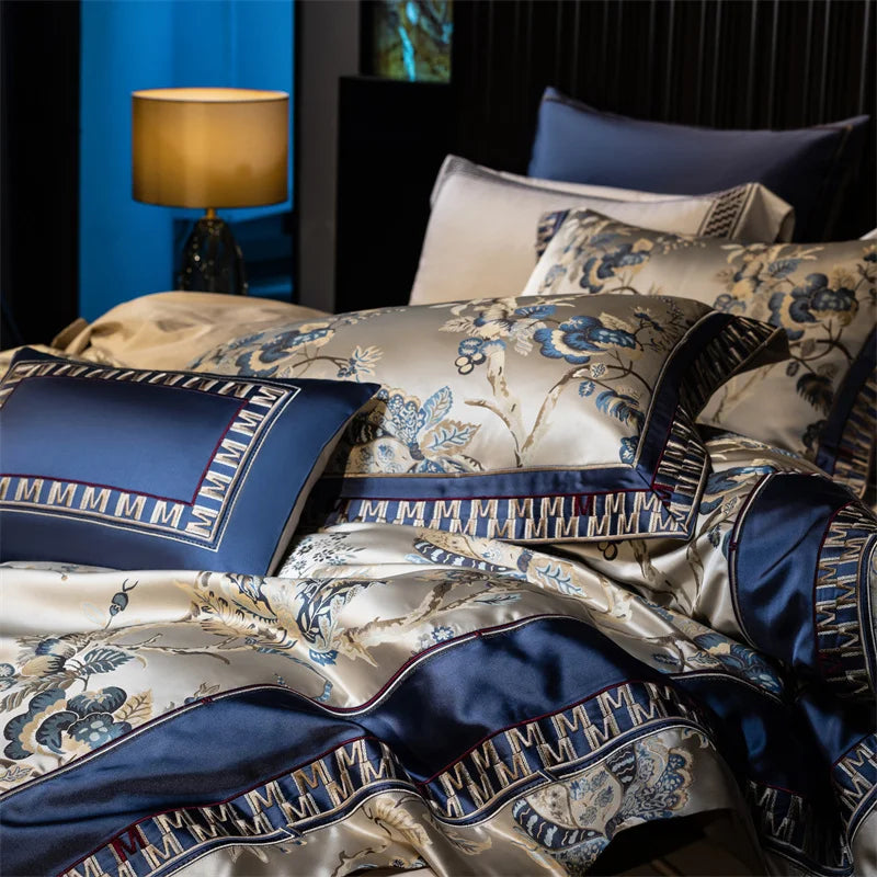 Luxury European Palace Wedding Bedding Set – Satin Jacquard Egyptian Cotton, 4/6/10 Pieces