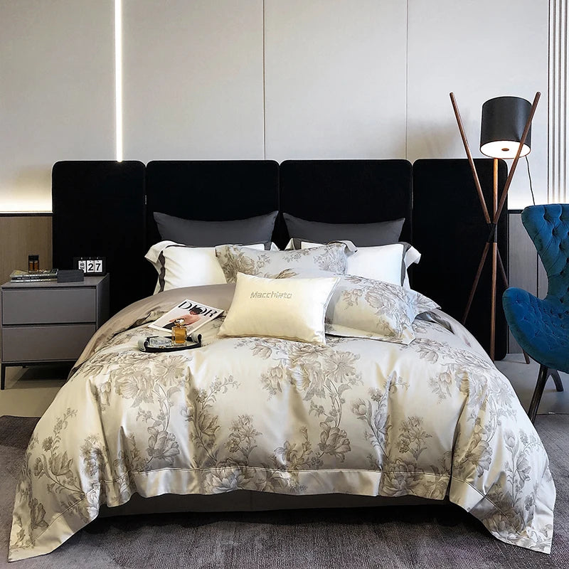 Luxury American Patchwork Bedding Set – 1200TC Egyptian Cotton & Satin Jacquard