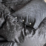 Dark Gray 600TC Egyptian Cotton Jacquard Bedding Set – Luxury Satin Finish