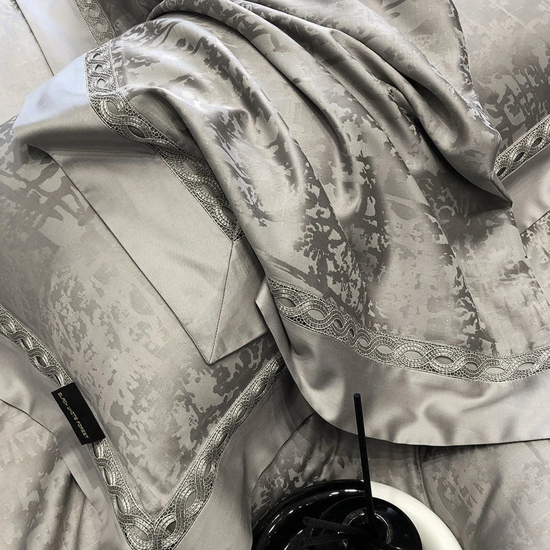 4-Piece Luxury Jacquard Bedding Set – Cotton & Lyocell Blend, Breathable & Skin-Friendly