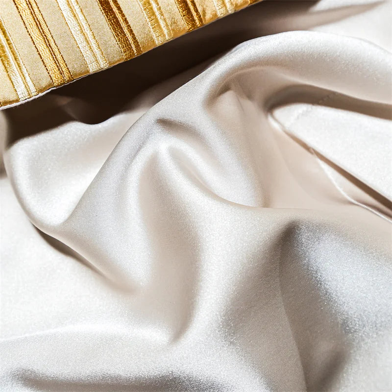 Gold & Blue European Embroidered Brocade Bedding Set – 1200TC Egyptian Cotton, 4/6/9 Pieces