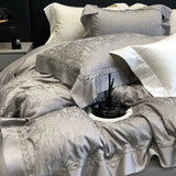 4-Piece Luxury Jacquard Bedding Set – Cotton & Lyocell Blend, Breathable & Skin-Friendly