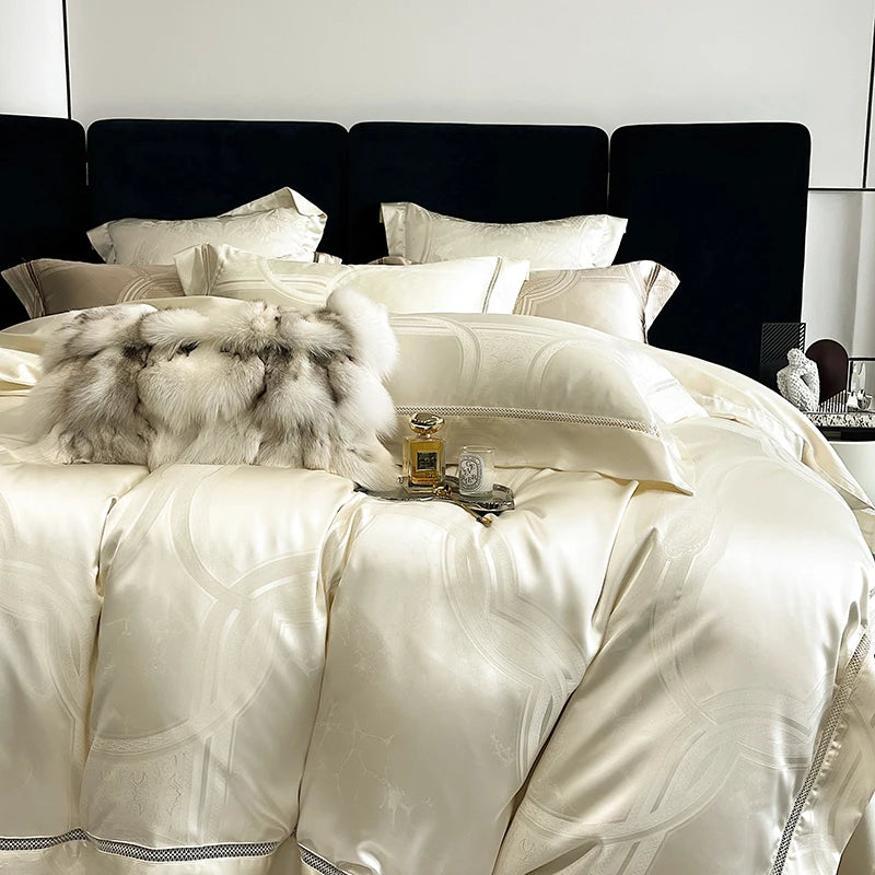 Luxury European Brocade Satin Jacquard Bedding Set – Silky Egyptian Cotton