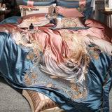 Gorgeous European Palace Style Bedding Set – Gold Embroidery Brocade, Egyptian Cotton, 4/6/10 Pieces