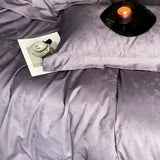 Elegant Purple Floral Jacquard Egyptian Cotton Bedding Set – Luxury Satin Finish