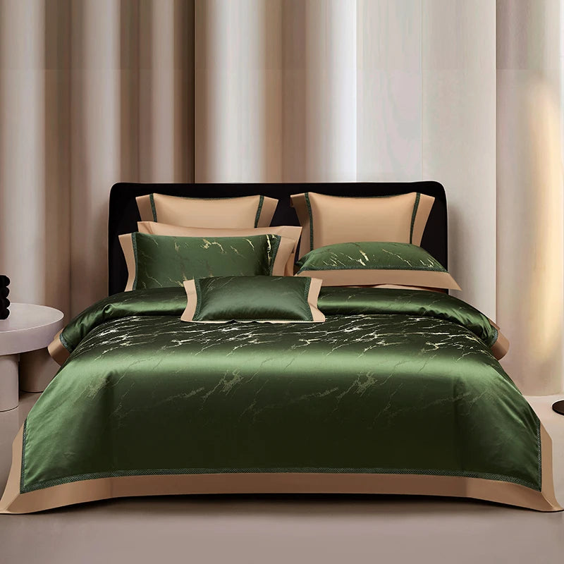 Luxury European Brocade Bedding Set – 1000TC Egyptian Cotton Satin Jacquard, 4/7 Pieces