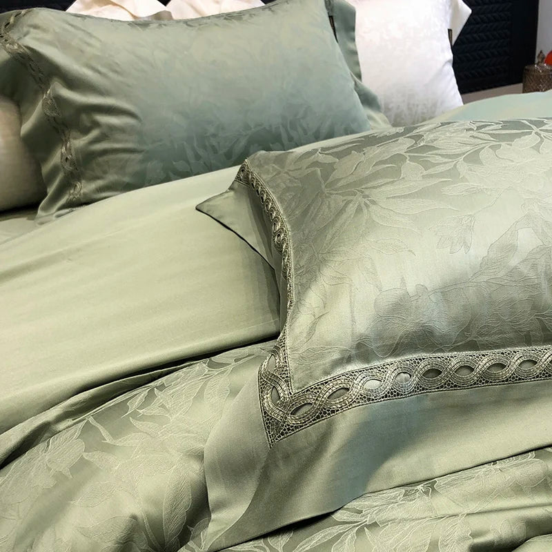 4-Piece Luxury Jacquard Bedding Set – 1000TC Lyocell Cotton, Soft & Silky