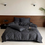 Dark Gray 600TC Egyptian Cotton Jacquard Bedding Set – Luxury Satin Finish