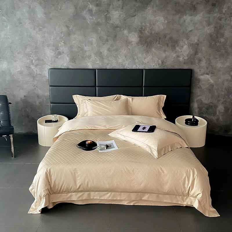 Elegant Purple Floral Jacquard Egyptian Cotton Bedding Set – Luxury Satin Finish