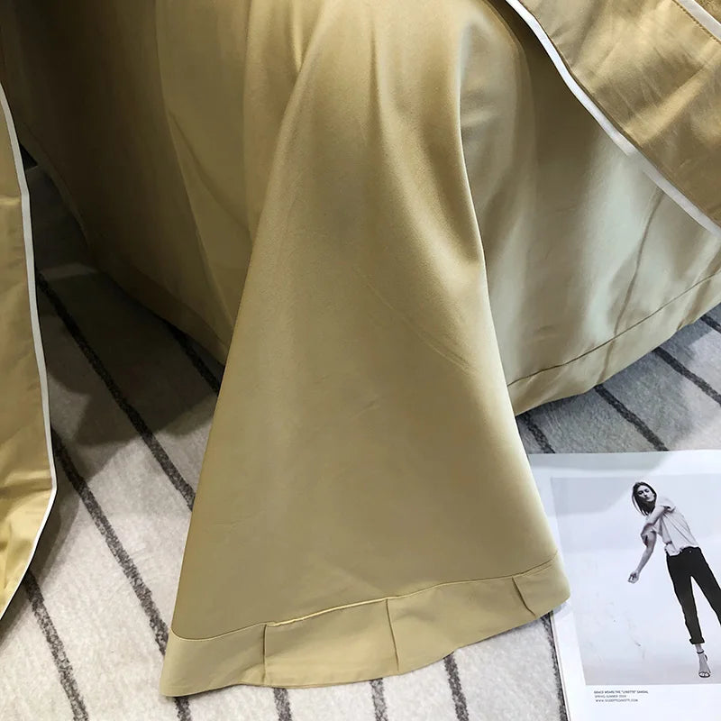 Luxury Satin Jacquard & Egyptian Cotton Patchwork Bedding Set – 4 Pieces