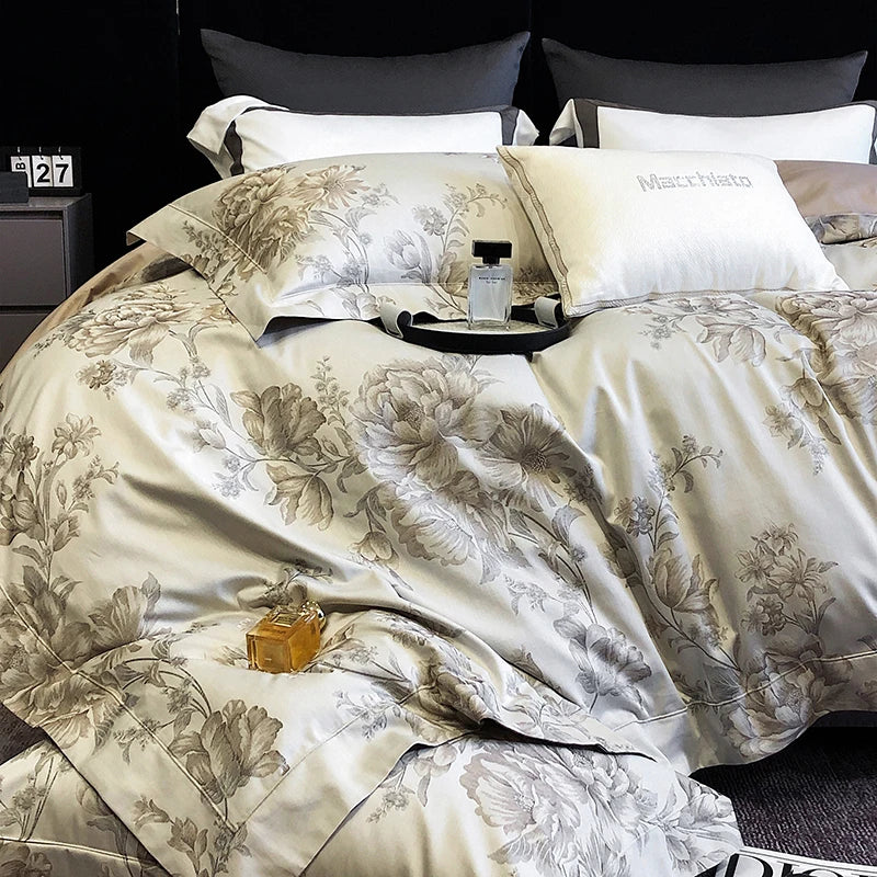 Luxury American Patchwork Bedding Set – 1200TC Egyptian Cotton & Satin Jacquard