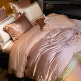 New Chinese Style Floral Embroidery Bedding Set – Brocade Egyptian Cotton, 4/6/10 Pieces